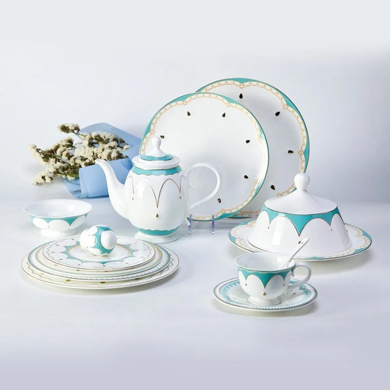 Round Colored Fashion Style Fine china Dinnerware with Decal Rim - TD16 1
