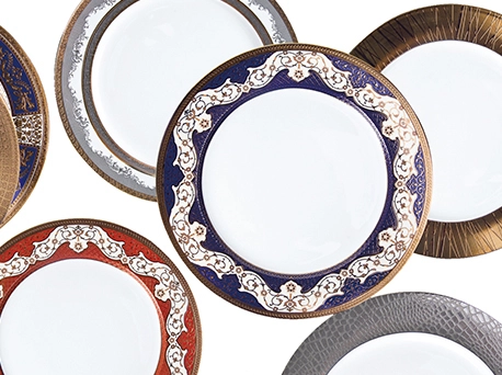 Classic Style Round Fine Ceramic Tableware with Embossed Decal for Hotel - TD14 1