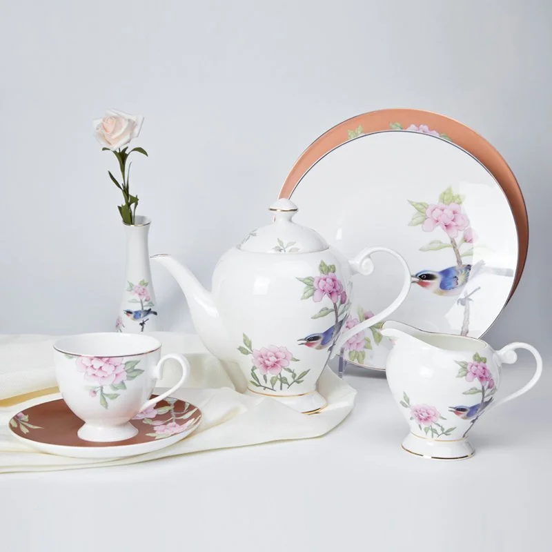 Modern Style Flower Round Porcelain Fine Bone china Dinnerware for Teahouse -  TD15 1