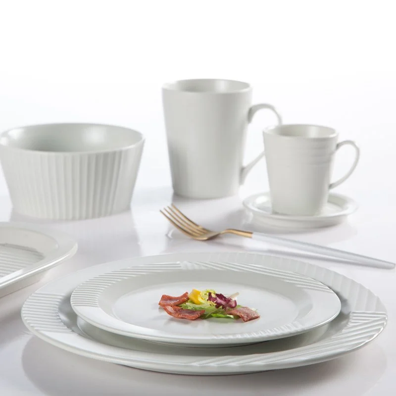 Embossed Modern Style Hotel & Restaurant Color Porcelain Dinner Set - TC13 1