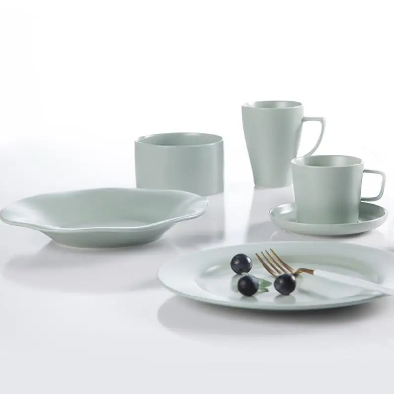 Two Eight Country Style Round Plate Smooth Surface Color Porcelain Dinner Set - JIANG XIN SHOU ZUO SERIES 1 Colored Porcelain Dinner Set image12