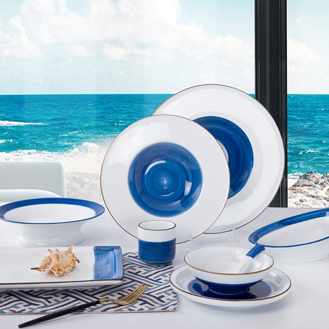 Navy Blue & White Color Italian Style Bone china Dinner Set - TC20 1
