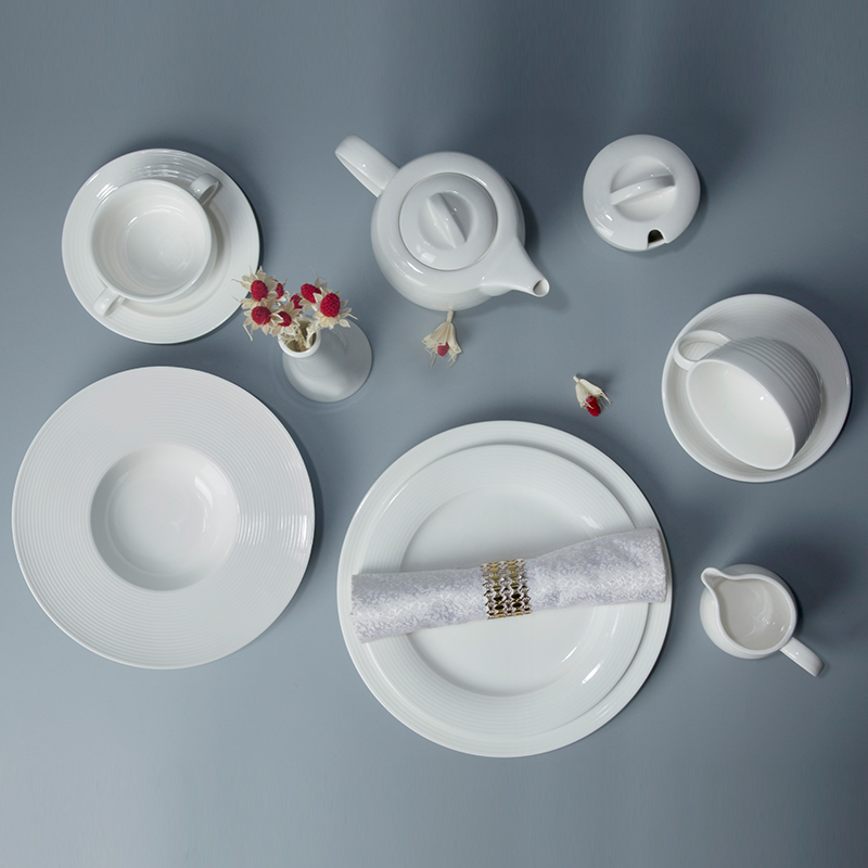 French Style Embossed White Color Porcelain Dinnerware Sets - TW01 1