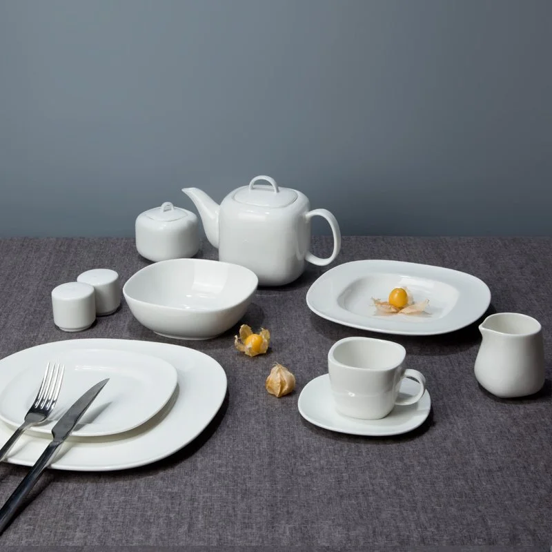 Royalty Style White Ceramic Dinnerware Sets with Smooth Surface - TW10 1