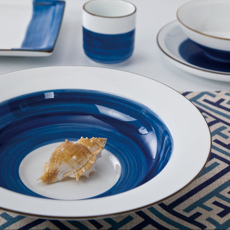 Navy Blue & White Color Italian Style Bone china Dinner Set - TC20 2