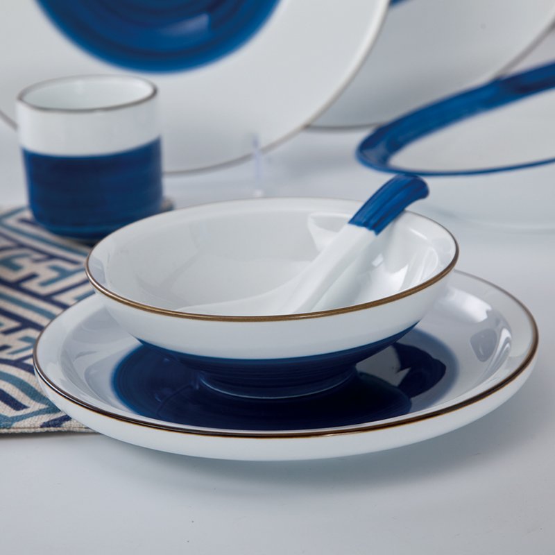 Navy Blue & White Color Italian Style Bone china Dinner Set - TC20 4