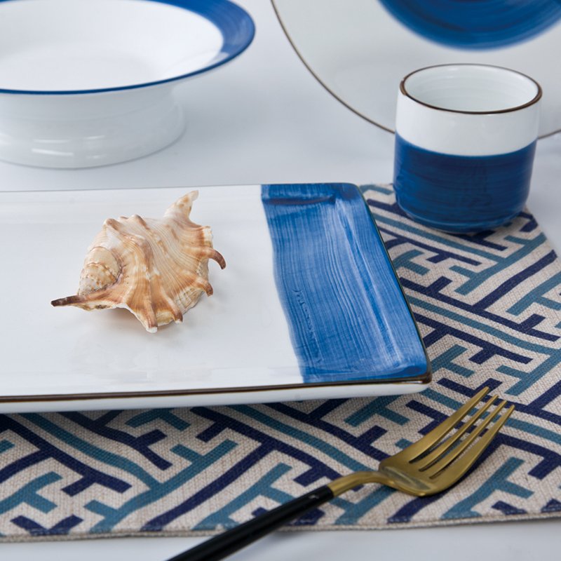Navy Blue & White Color Italian Style Bone china Dinner Set - TC20 5