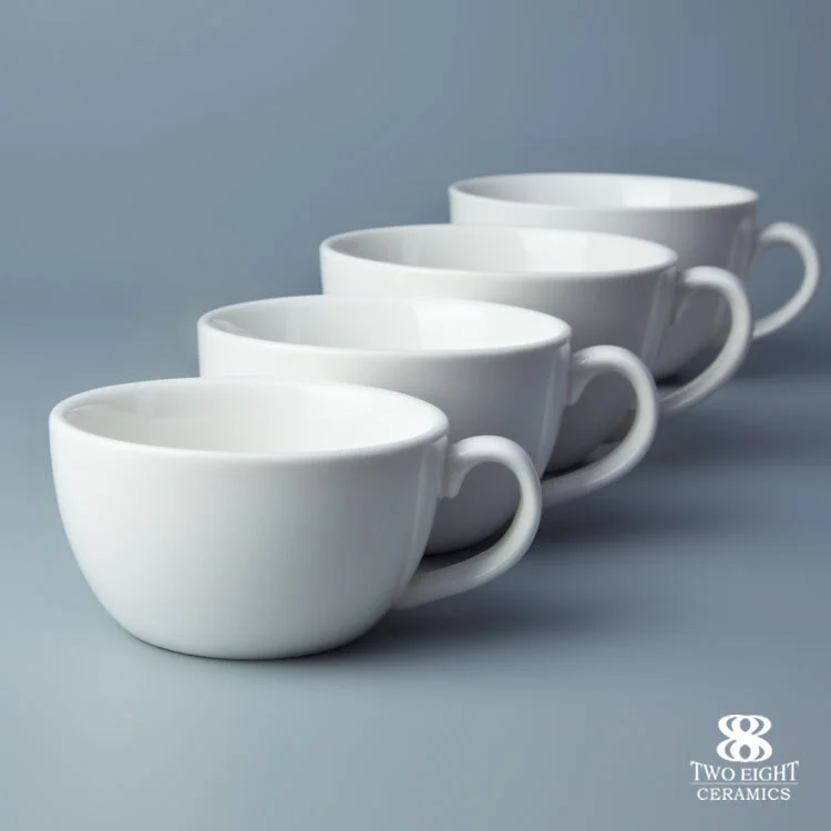 Restaurant Ceramic Espresso Cup, Cafe Mug Cup, White Tea Cup Sets Saucer 1