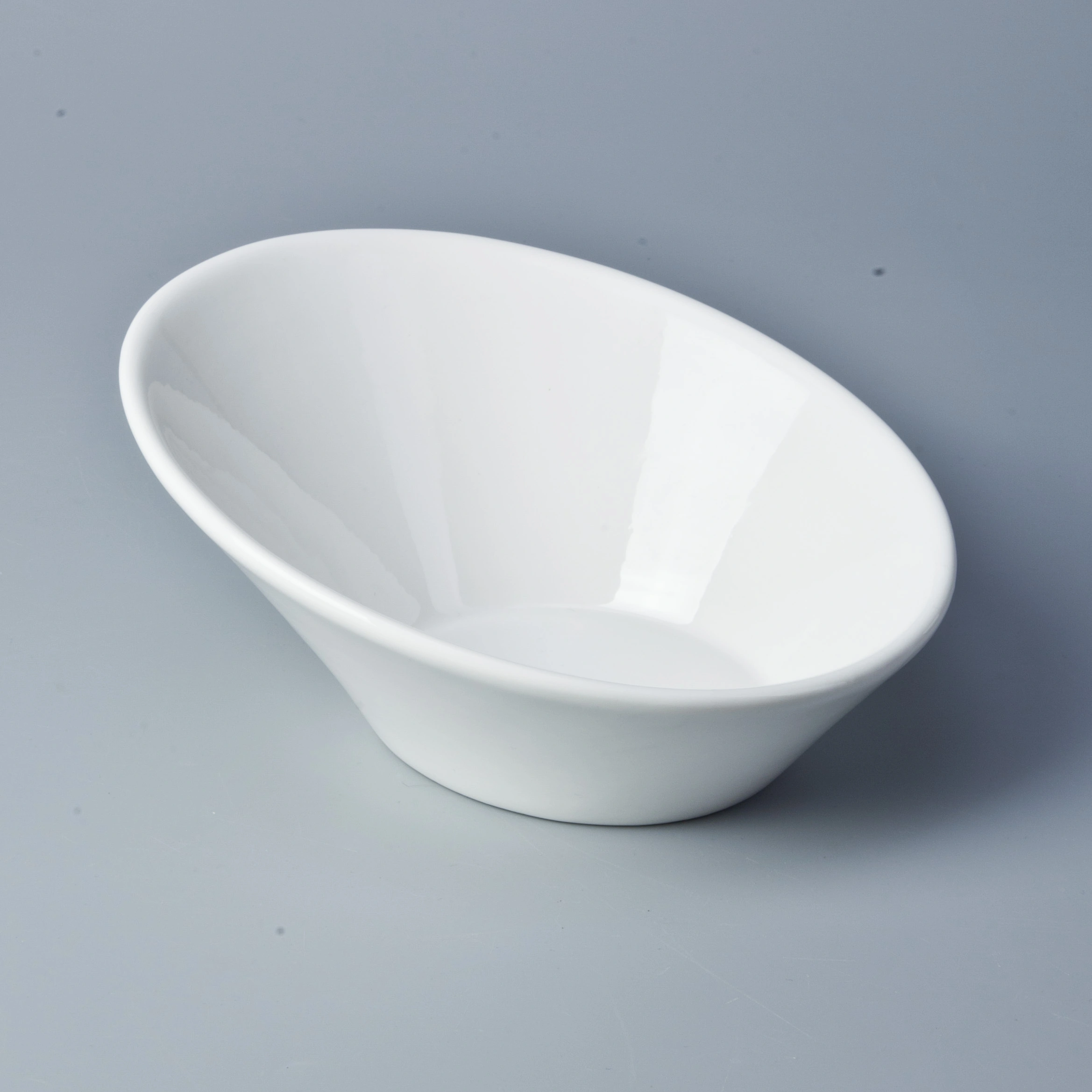 New china products for sale ceramic slanted white salad bowls 1