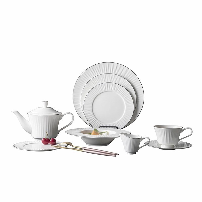 Expensive Silver Rim Luxury Dinner Set, Bone China Crockery for Hotel, Elegant dinnerware sets~ 1