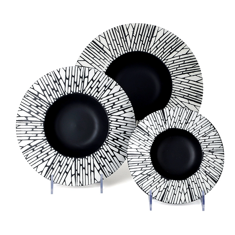 Special Dinnerware Black Ceramic Plates, Black Plates For Restaurant, Fine Cafe Vajilla Gourmet Soup Ceramic Dishes Ware@ 1