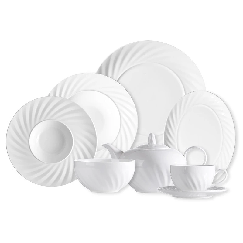 28 Ceramics High Quality Hotel Restaurant Porcelain Dinner Set, White Dishes Plates Ceramic Set 1
