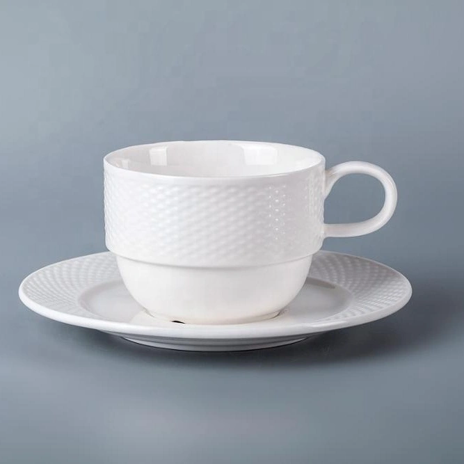 China Tableware White 100ml Porcelain Cup With Saucer, Restaurant Quality Tableware White Porcelain Coffee Cup& 1