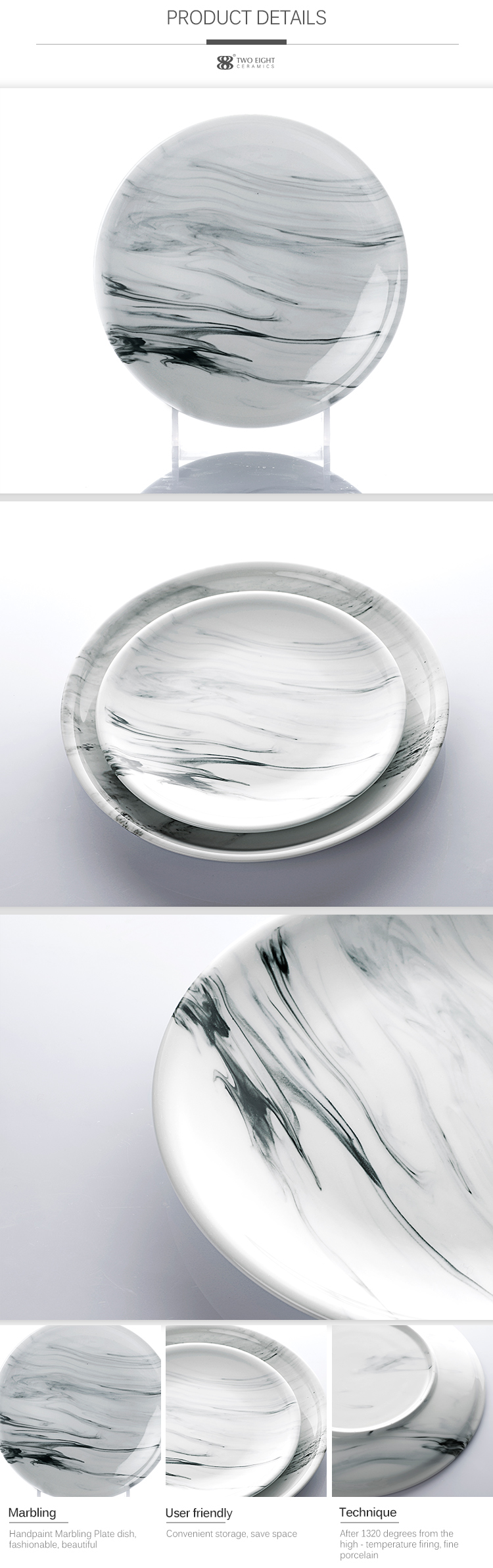 New Design Porcelain Tableware Crockery Dinnerware Marble, Manufacturer Restaurant Dinner Ceramic Marble Plate> 11