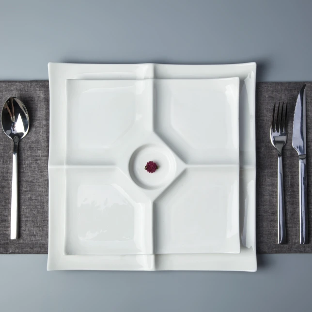 Wholesale tableware ceramic square divided plate porcelain plate 1