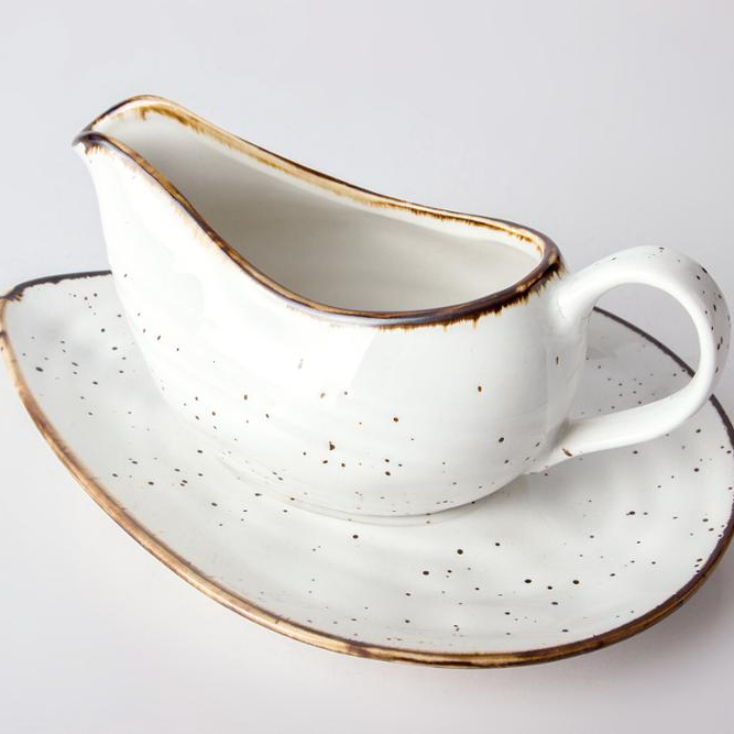 تعزيز وعاء صلصة السيراميك مع الصحن، وأدوات المائدة مطعم فندق Gravy Boat> 1