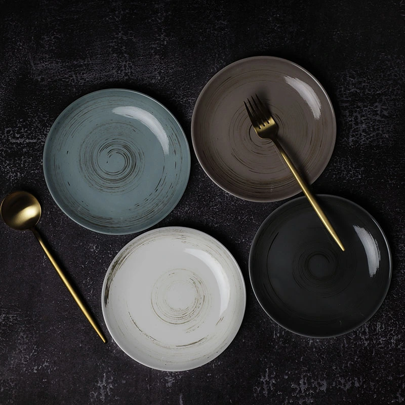 2019 New Collection Ceramic Colourful Couple Plate,Spiral Design Luxury Porcelain Plates Set For Event/ 1