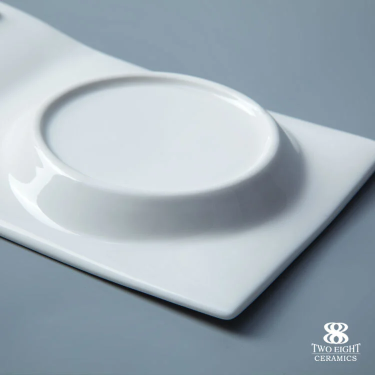 Ceramic tableware set rectangular porcelain 10.25 divided plate for dessert 1