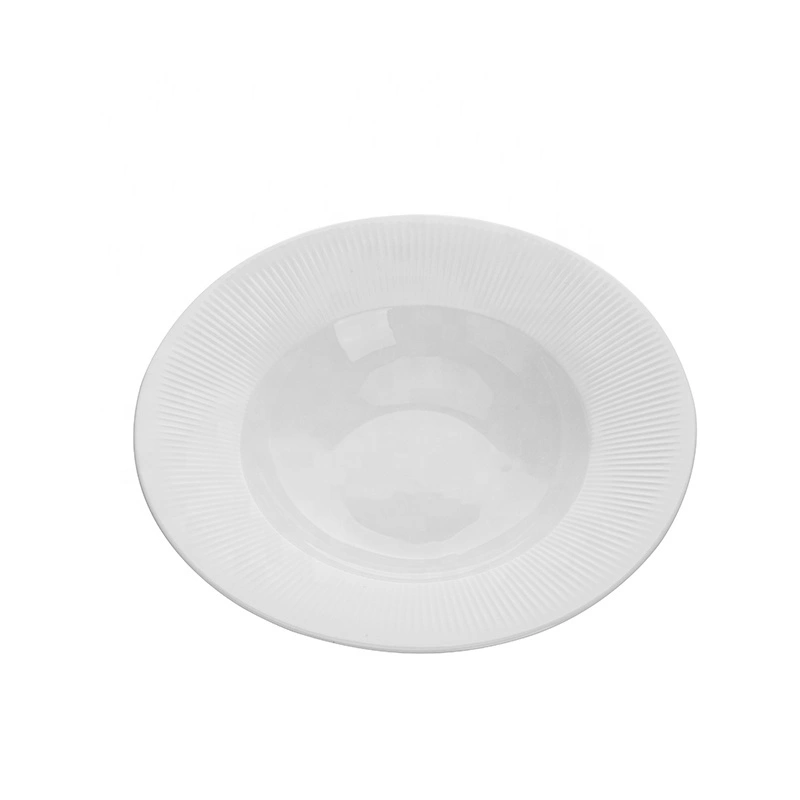 Wholesale Lifestyle Porcelain Dinner Plates White Pasta Bowl, Crockery Tableware Bulk China Plates Wide Rimmed Pasta Plate% 1