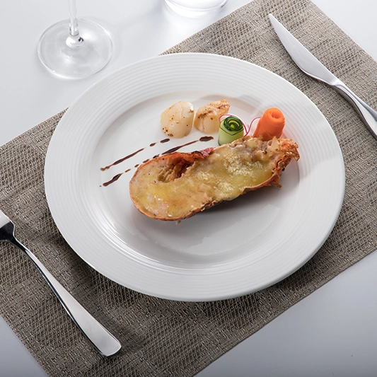 Catering Plates&Dishes for Restaurant, Horeca Elegant Design White Porcelain Dinner Plate, Ceramic Round Plate for Wedding% 1