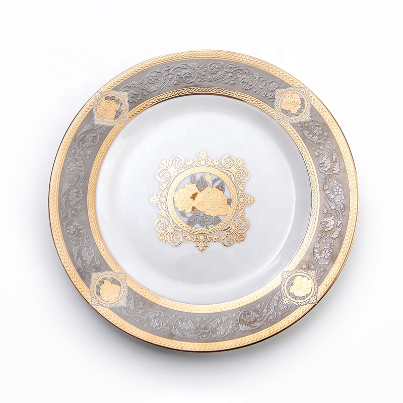 Elegance Embossed Plate Hotel Restaurant Crockery Tableware Dinner Plate, Bone China Charge Plate* 1