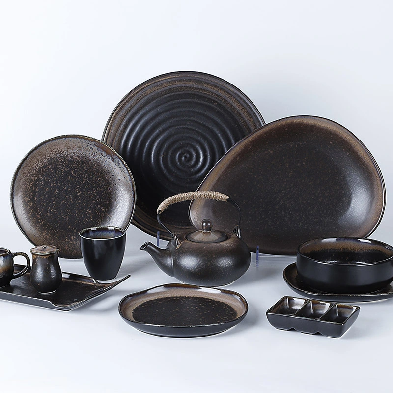 Wholesale Rustic Kitchen Ceramic Dinnerware Sets Janpanses Style For Hotel Restaurant, Catering Porcelain Tableware Sets 1
