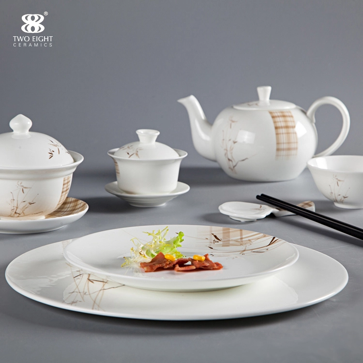 Wholesale Factory Ceramic Restaurant Use Porcelain Dinnerware Set, High Quality Crockery Tableware Fine Bone China Dinner Set% 1
