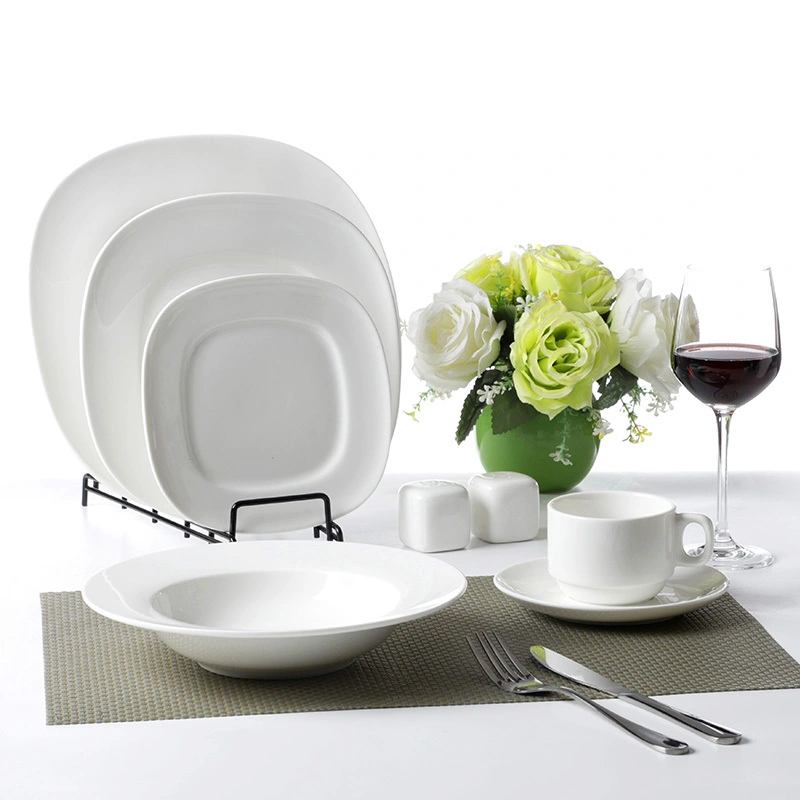 Hosen Royal White Fine Porcelain Plate, Designed Plates Ceramics Dinner, Base Dinner Crystal Plate Set 1