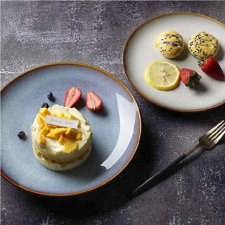 LatestDesign Porcelain Hotel Tableware, Bajilla Para Eventos, Reactive Glaze Blue Dinner Plates For Weddings% 1