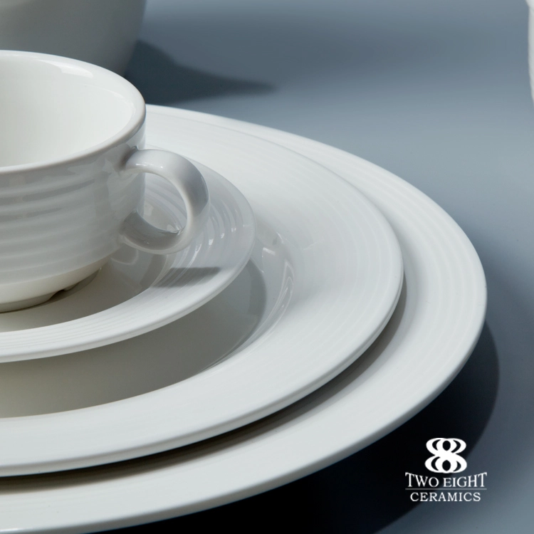 Brilliant High End Restaurant and Hotel Crockery Tableware Ceramic Plate Dinnerware Set White Porcelain Fine Dining Dinnerwares 1