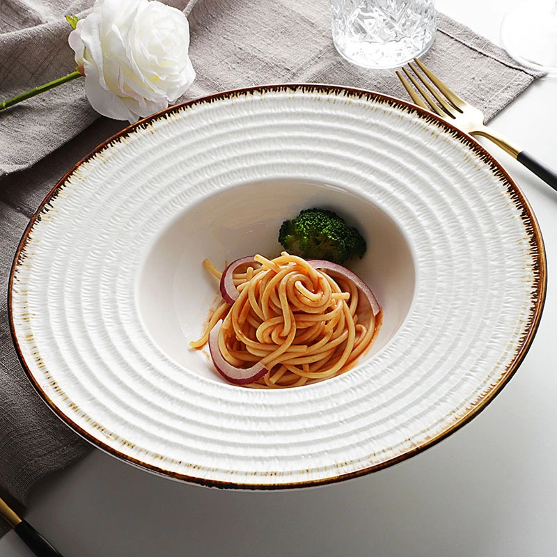 Tops Dishes Wedding Deep Plate,Restaurant Serving Dishes, Rustic Rim Hotel Dish* 1