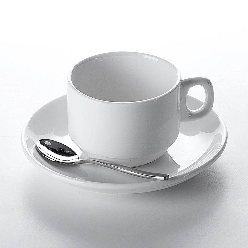 2019 Hot Sale Restaurant Ceramic Cup Factory, Wholesale Tea Cups, Cafe Bar White Porcelain Cups And Saucer 1