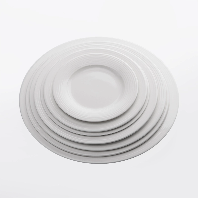 Simply White Banquet Fine Dining Flat Rim Plate,White Hotel Round BuffetPlate, Dinnerware Plate# 1