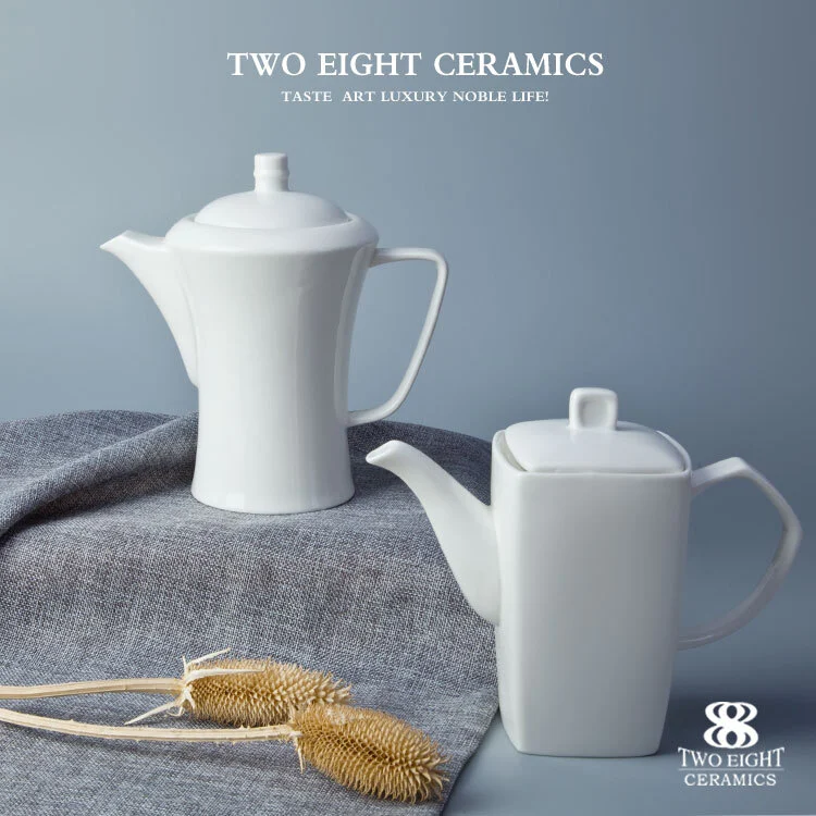 Hotelware Porcelain Tableware Fine Ceramic White Crockey tea and coffee pot for 5 star 1