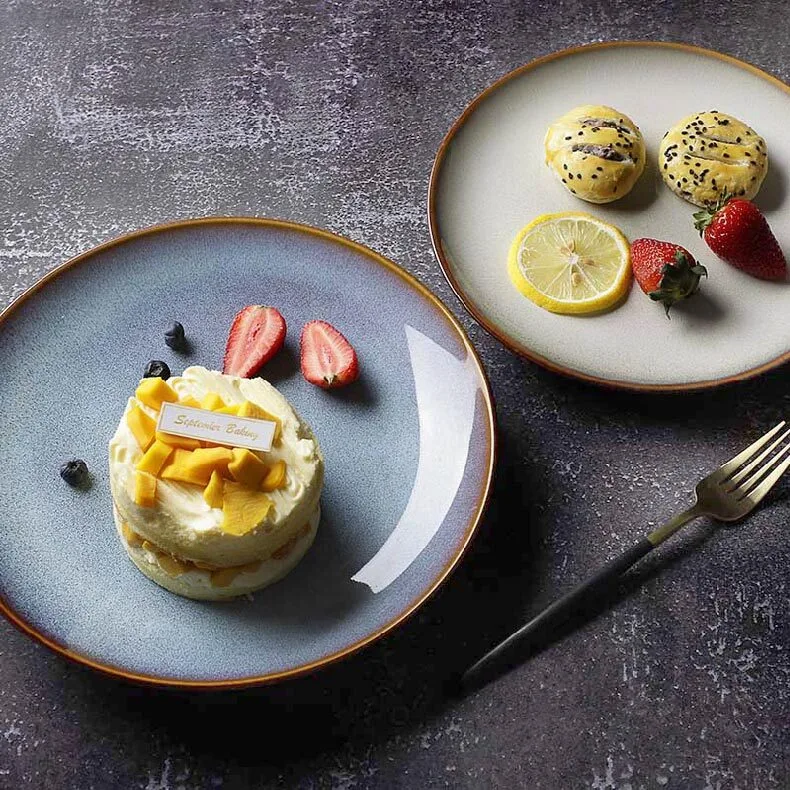 High Quality Chaozhou Hotel Restaurant Modern Porcelain Plate, Blue Porcelain Dinner Plates, Blue Rustic Catering Dinner Plates& 1