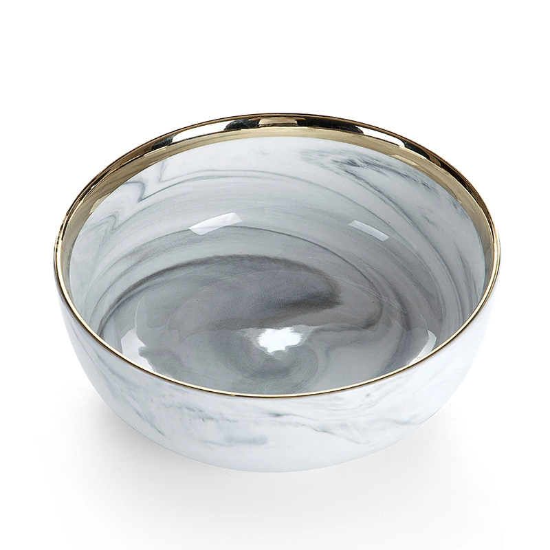 Best Selling Gold Rim Grey Luxury Marble, Hotel Supplies Gold Rim Japanese Soup Bowl, Restaurant Porcelain Soup Bowls# 1