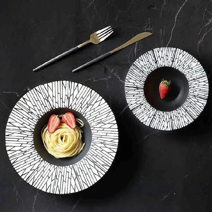 28ceramics Korean Style Black Color Dishes, 28ceramics Tableware Set 8/9.5/10.75/12 Inch Porcelain Pasta Bowls* 1