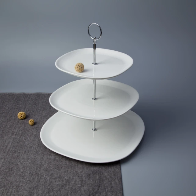 Hot sale crockery Party Tableware 3 tiers round wedding cake stand Dinner Plate for Restaurant,Catering White Plates Customize 1