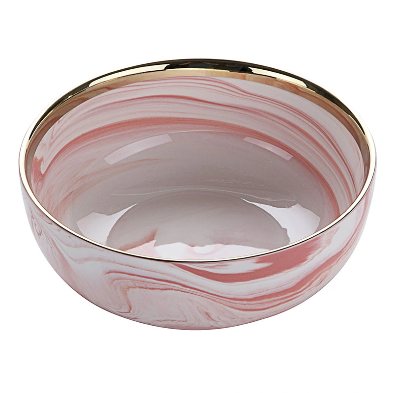 7.5 inch Deep Bowl for Hotel Kitchen Dinner Buffet Catering, Catering Crockery Marble Dinnerware Soup Bowl Ceramic& 1