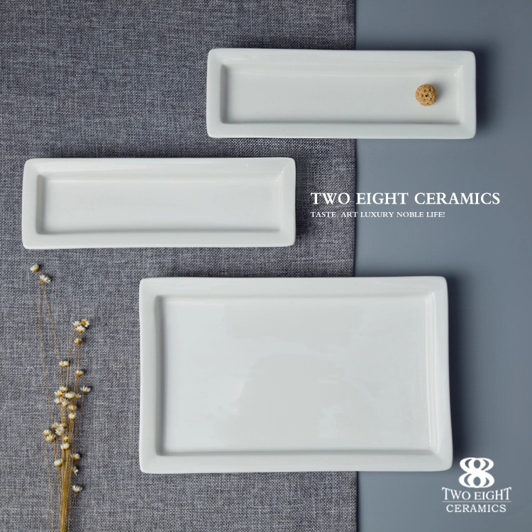9.5 rectangle buffet chafting dish ceramic porcelain flat plate bread crokery wholesale engraving plates 1