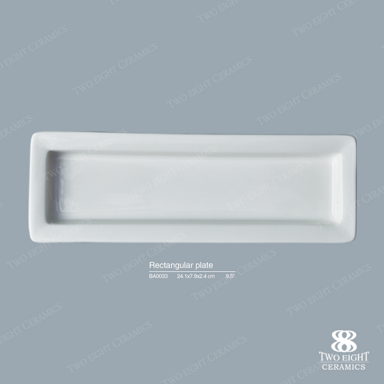 9.5 rectangle buffet chafting dish ceramic porcelain flat plate bread crokery wholesale engraving plates 5