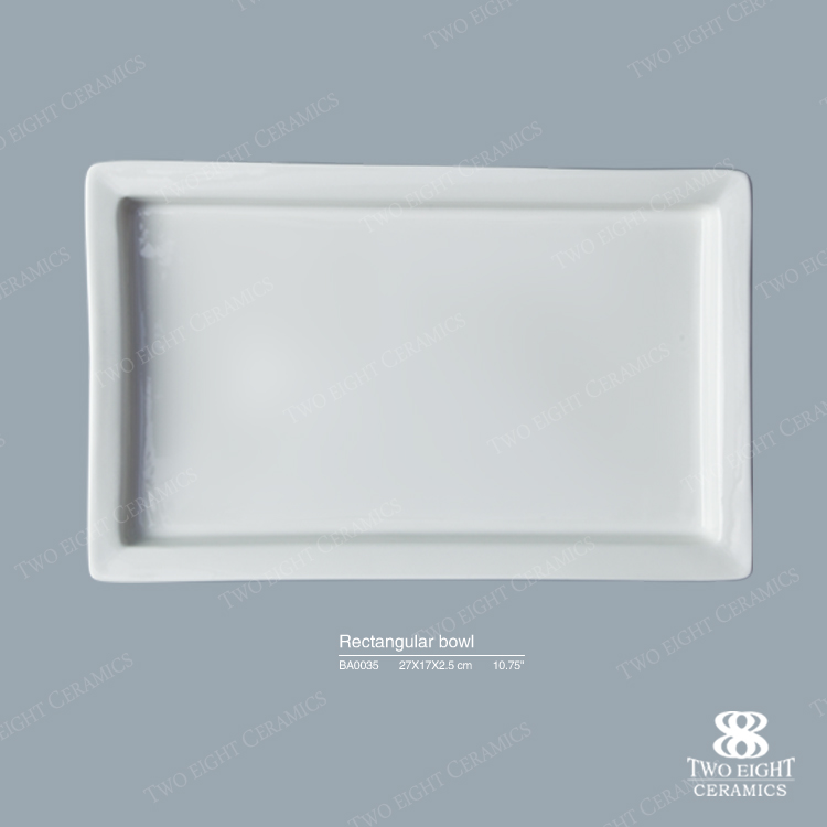 9.5 rectangle buffet chafting dish ceramic porcelain flat plate bread crokery wholesale engraving plates 6