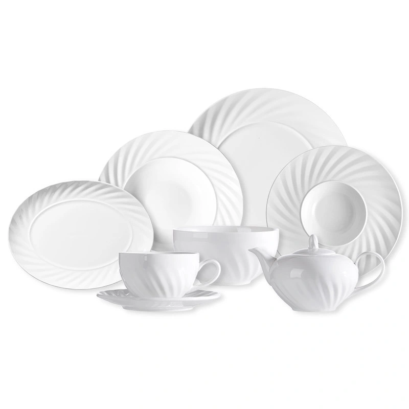 High Quality Good Price White Tableware Set, Portuguese Porcelain Dinnerware Set, White Restaurant Plates Dinnerware 1