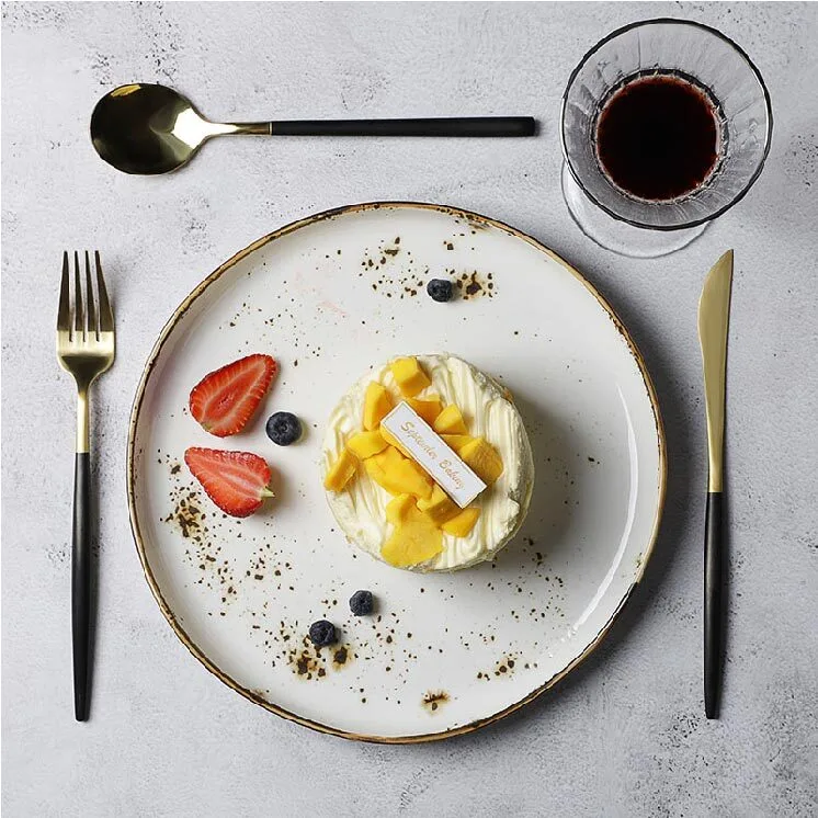 28ceramics Rustic European Tableware Ceramic Plate, 28ceramics Rustic Tableware Ceramic Ceramic 8.25/10.5 Inch Dessert Plate~ 1