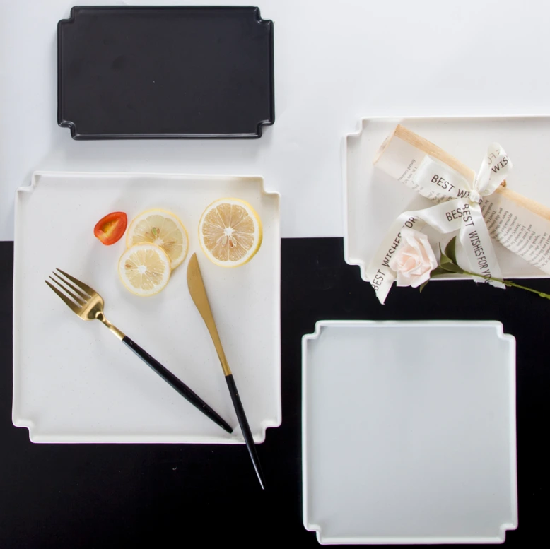 Stylish new design porcelain tableware black matte dinner plate 1