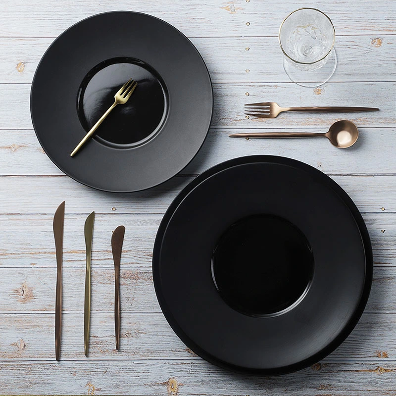 28ceramics Korean Style 10/11/12 Inch Black Plates, 28ceramics Japanese Ceramic Tableware 10/11/12 Inch Black Charger Plates* 1