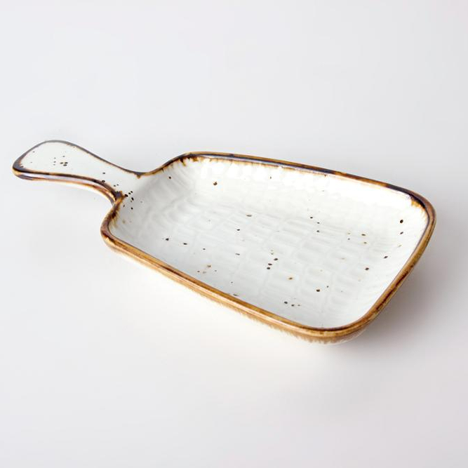 high quality color glaze hotel restaurant irregular plate dish with handle 1