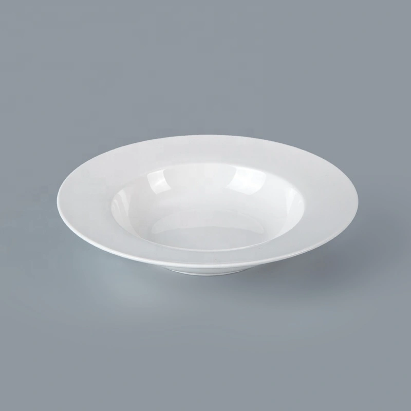 Ecofriendly Chaozhou Pasta Plate, China Porcelain Restaurant Dinnerware Plate, White High Temperature Soup Plates^ 1