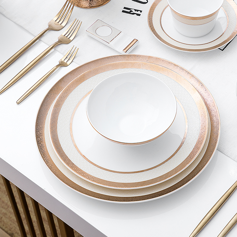 Wholesale China Ware Ceramic Dinner Plate Bone China, Best Quality China Ware Gold Tableware, Fine Bone China Dinner Plate# 3