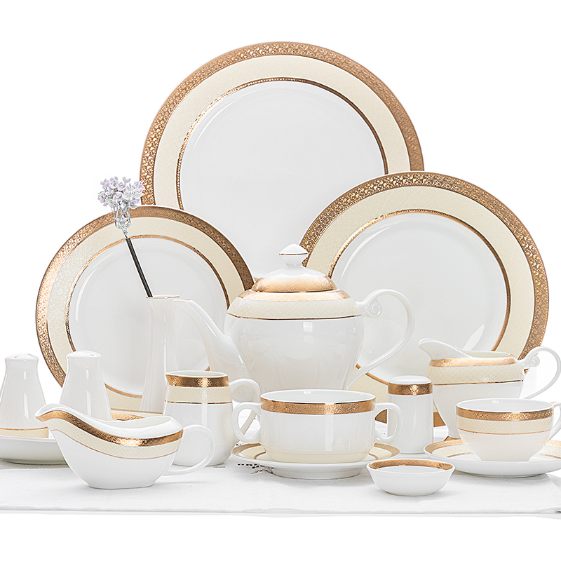 Wholesale China Ware Ceramic Dinner Plate Bone China, Best Quality China Ware Gold Tableware, Fine Bone China Dinner Plate# 6